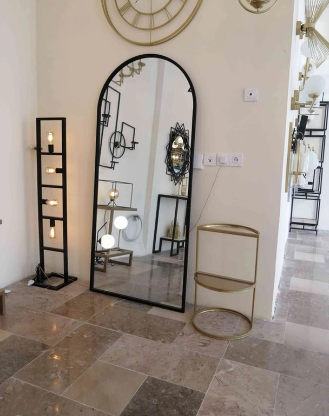 قاب ایینه مدرن گنبدی قدی فلزی ساده E101
