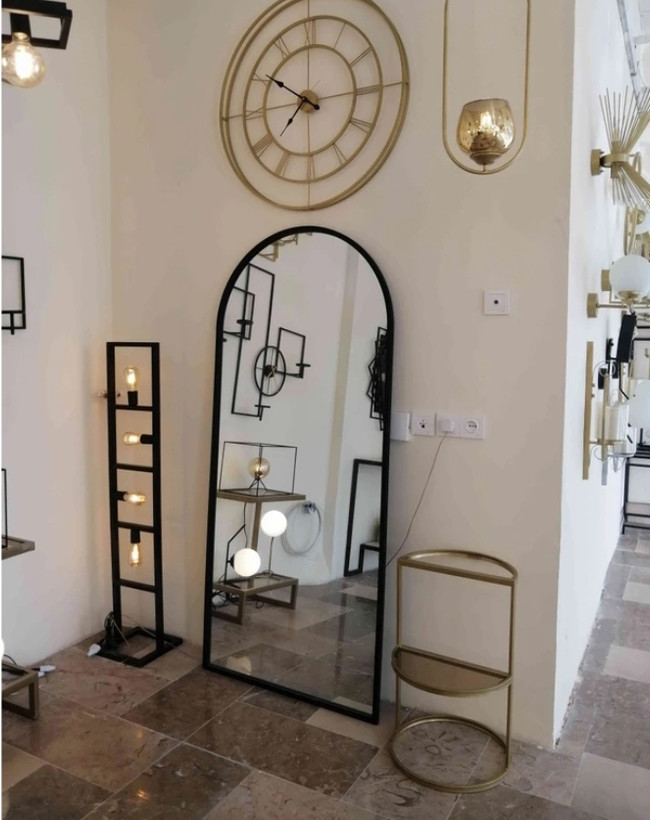 قاب ایینه مدرن گنبدی قدی فلزی ساده E101