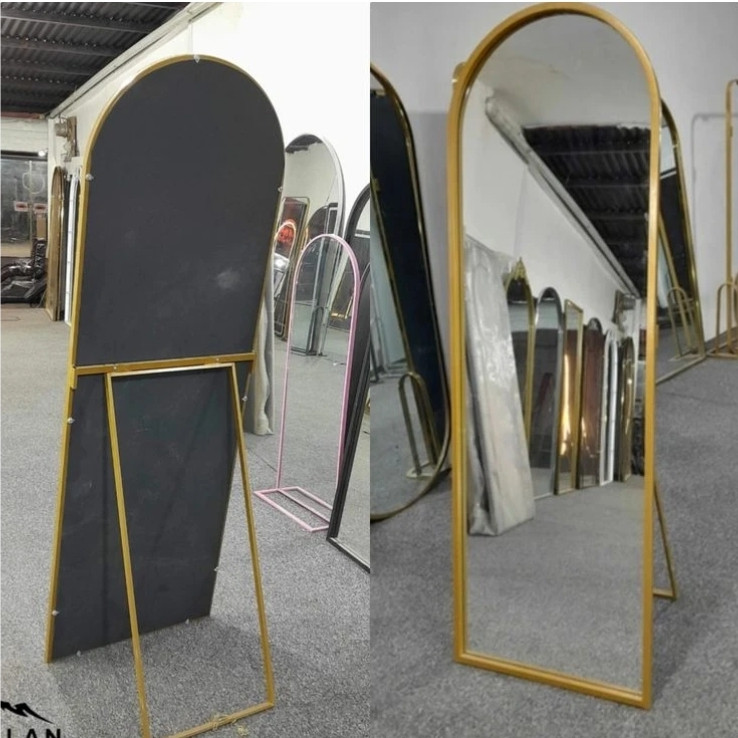 قاب ایینه مدرن گنبدی قدی فلزی ساده پایه دار E102